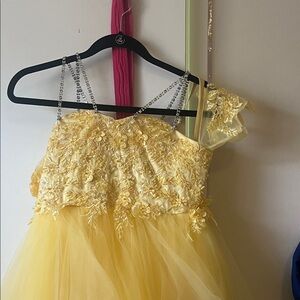 Yellow Floral Embellished Dress